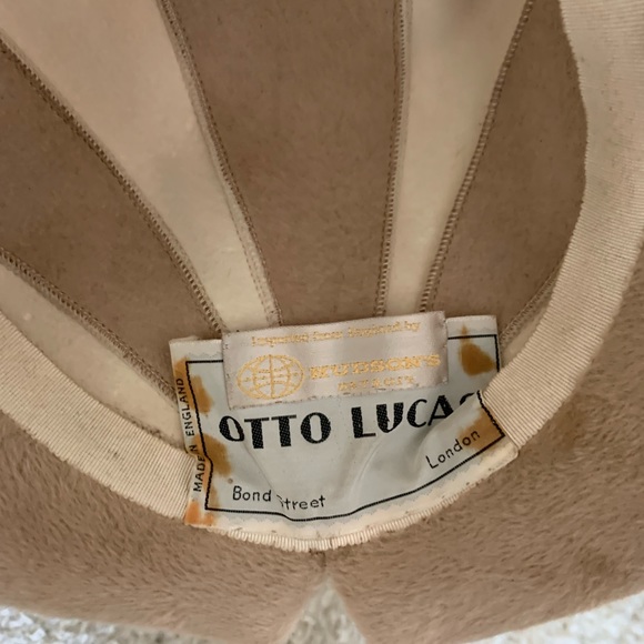 Vintage vintage Tam/hat from the 40s beige and brown stripe - Picture 5 of 6